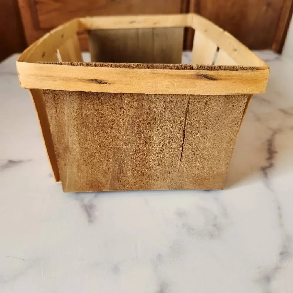 Super simple basic thin wooden box lightweight tan storage accents fruit vintage